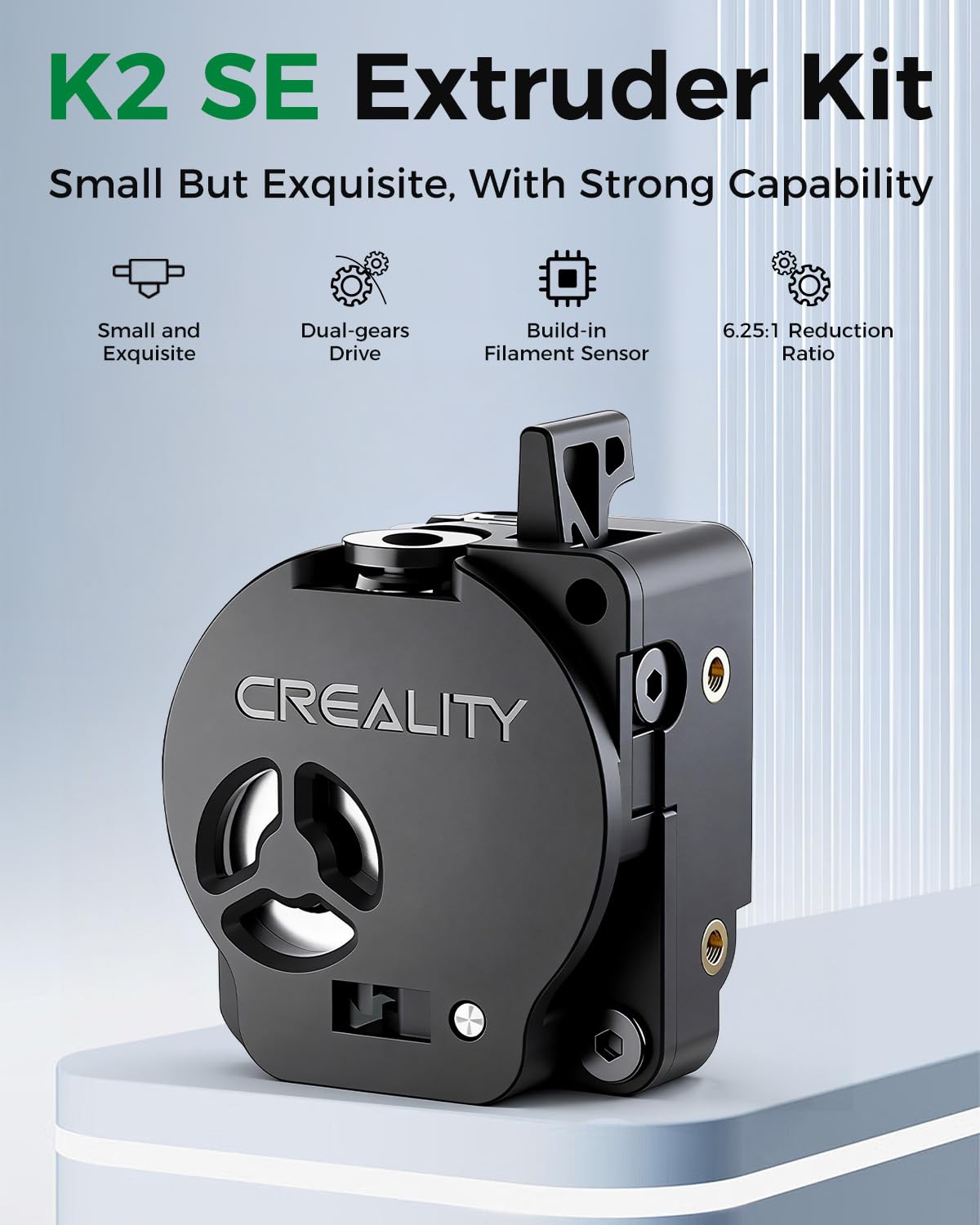 Creality Officiel K2 SE Kit d'extrudeuse, Capteur de Rupture de Filament Intégré et Coupe-filament, Double Engrenage pour une Alimentation Fluide, Force Jusqu'à 80 N, pour Imprimante 3D K2 SE Combo