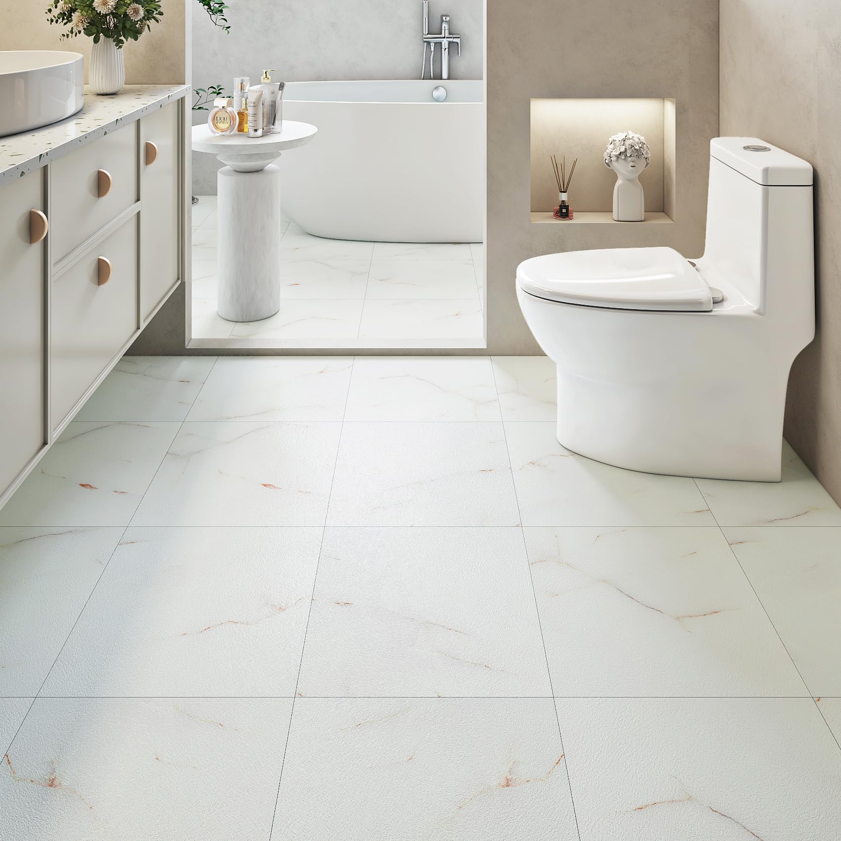 Zelfklevende Tegel SPC Marmer Bianco Carrara Wit Grijs