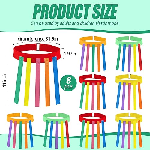 Miniatura 10 de Wettarn 20 piezas de cinturón de juego elástico para atrapar la cola, equipo de entrenamiento para atrapar, juegos de juegos coloridos y equipo de