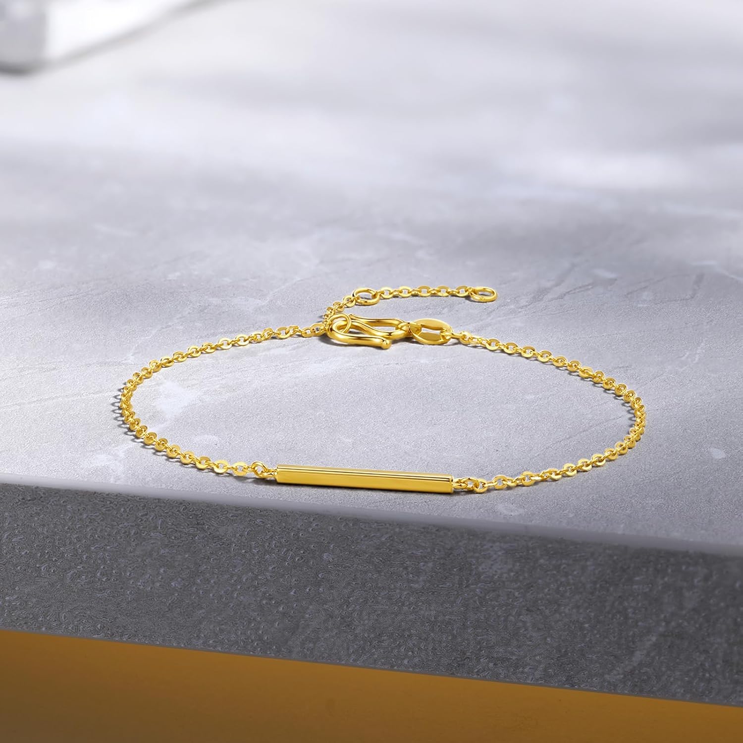 24K Solid Gold Bracelet for Women, Real Pure Gold Jewelry Dainty Geometry Jewelry Gold Bracelet for Men Girlfriend Boyfriend Couples Lovers Gifts