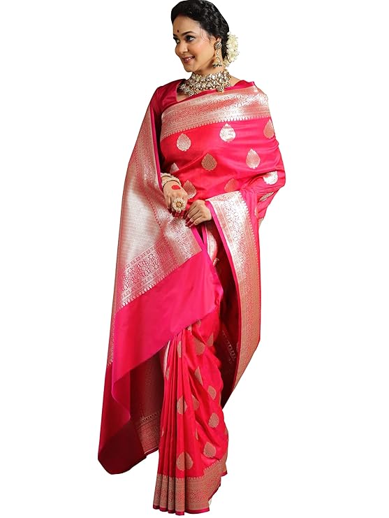 Sugathari Women’s Banarasi Saree Pure Kanjivaram Silk Saree Soft new ladies 2025 Design Wear Pattu Sarees Latest Sadi Party Sari collections With Blouse Piece (San Pari-224) – Rani