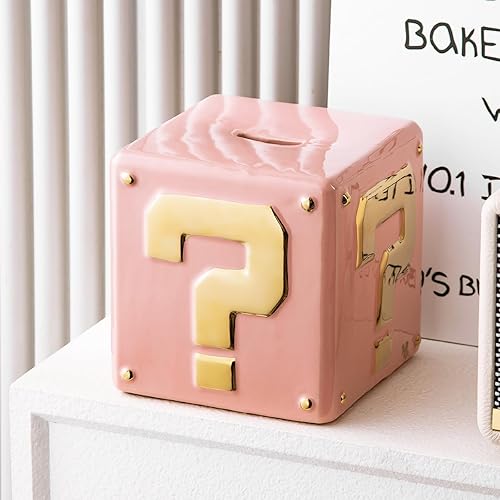 Vista 48 de Yundu Alcancía de cerámica para adultos debe romperse para abrir, banco de monedas genial para niños, alcancía divertida para niñas y niños, caja