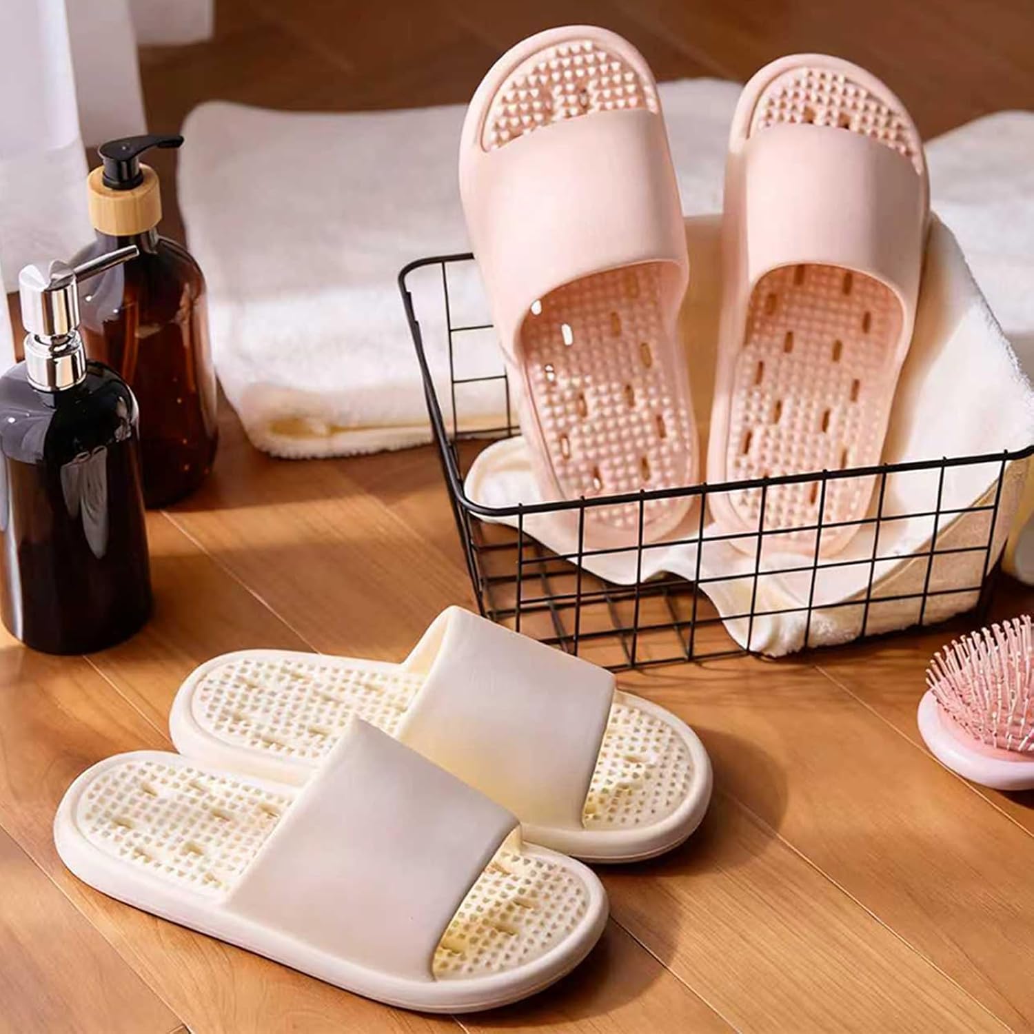 Shower Shoes with Drain Holes Massage Granules for Women Men Gym Shower Slippers Slides Quick Drying Bathroom Beach Sandals Lightweight Non-Slip - Image 3