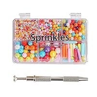Vista 8 de Kasvan Gránulos de azúcar dorados y plateados, perlas de caramelo comestibles con bolígrafo espolvoreador de 4 garras, 8.32 onzas, paquete de caja