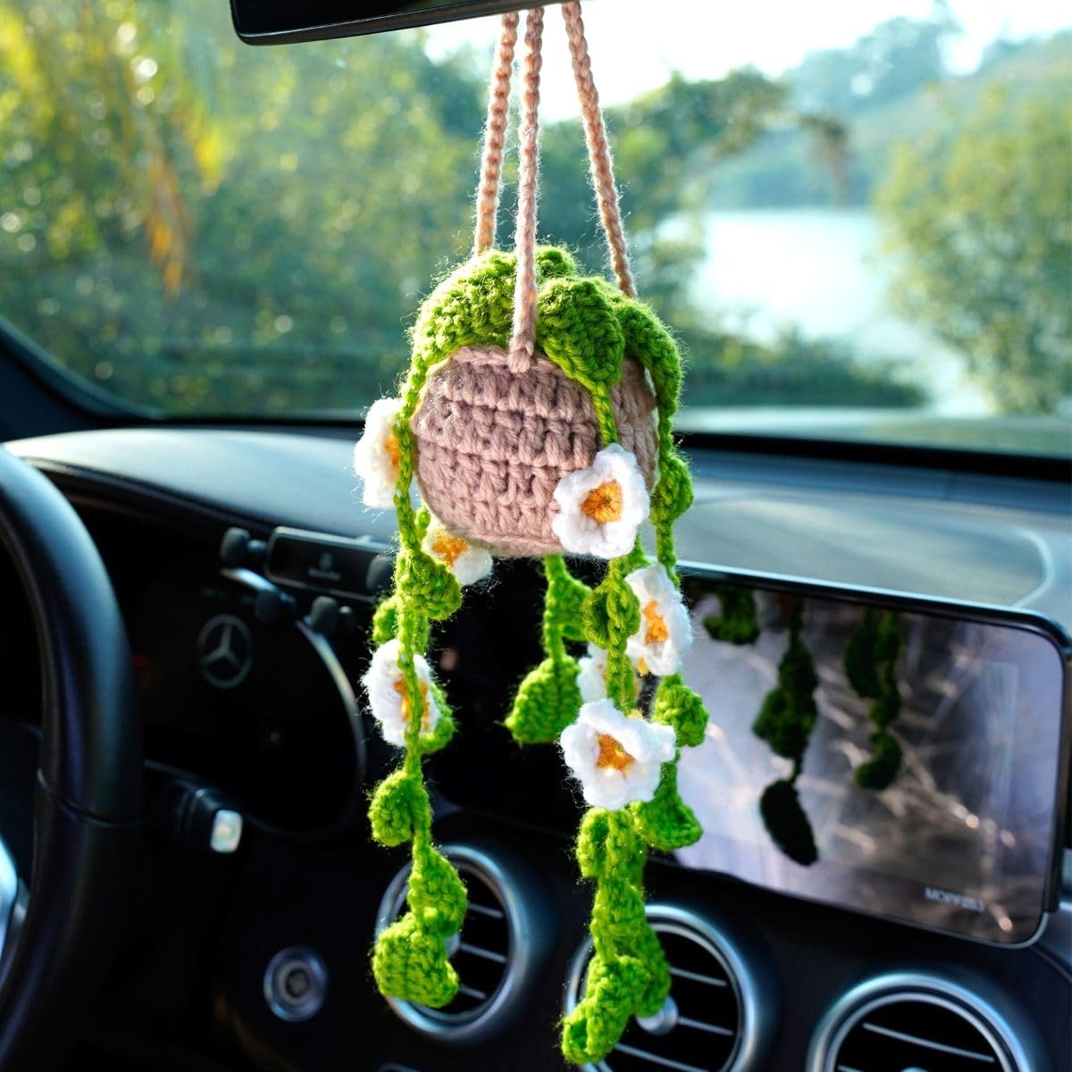 Amazon.com: Crochet Hanging Plant for Rear View Mirror Accessories