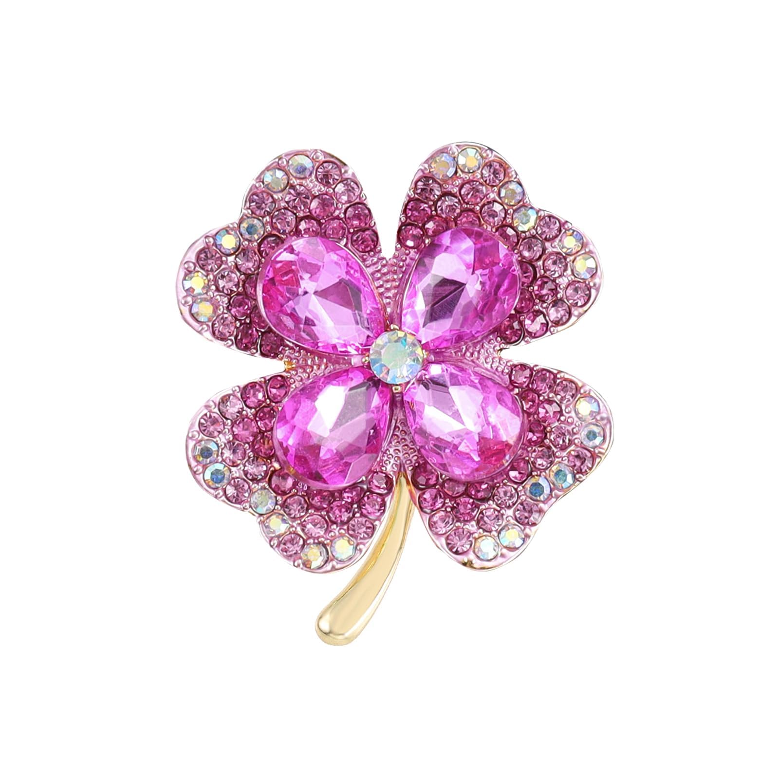 Broche Trèfle à Quatre Feuilles Strass - Alliage Vert Et Cristal - 4.5x3.6cm - Pour Robe, Chapeau, Accessoire Élégant