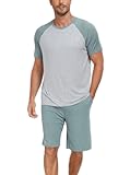 Men's Bamboo Rayon Pajama Sets Summer Lightweight Pajamas Soft Short Sleeve Lounge Sleepwear With Pocket