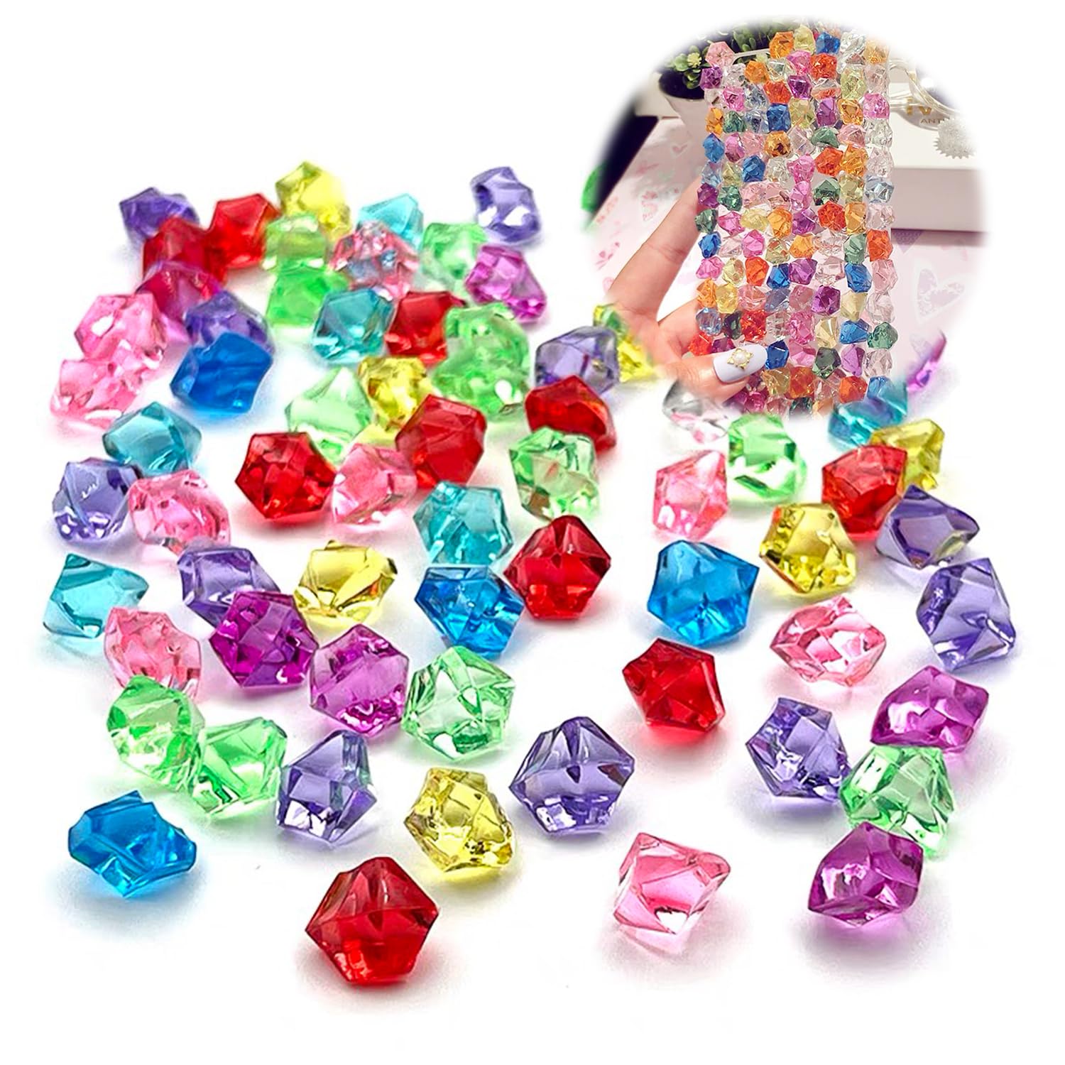 Amazon | カラー宝石 彩り石【 200個セット】フェイクアクリル宝石