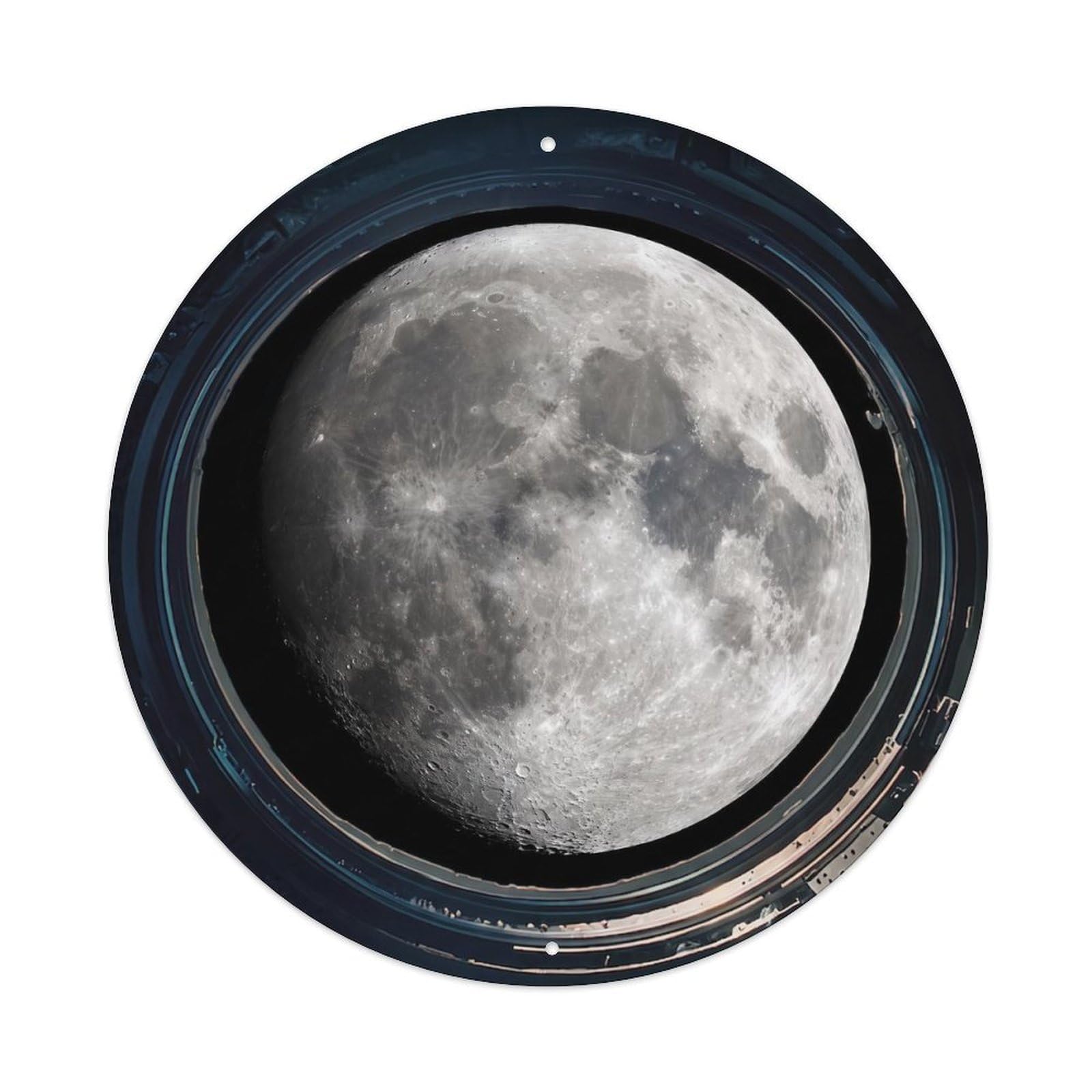 Full Moon Surface from Space Station Porthole Metal Tin Sign