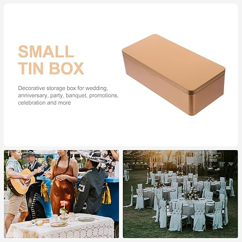 Miniatura 7 de UPKOCH Tarros de caramelo con tapas, 2 piezas, caja de lata vacía rectangular con tapa, caja de almacenamiento de hojalata, contenedor de lata de