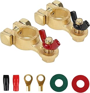 SINGARO Car Battery Terminal Connector, Pure Copper Cable End Top Post Clip Positive and Negative Pole, Applicable to Auto...