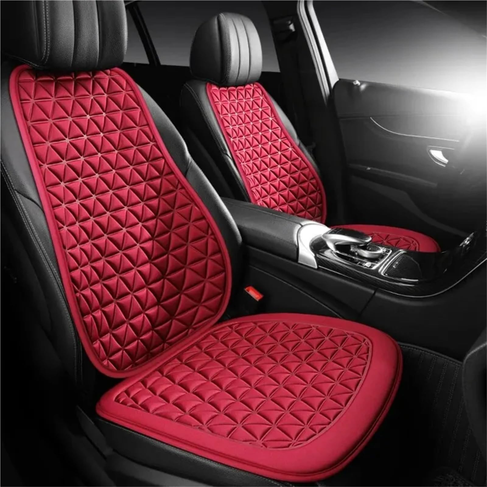 Car Seat Headrest Poduszka na fotel samochodowy 3D, wzór na cztery pory roku, pasuje do większości samochodów(Red square pad)