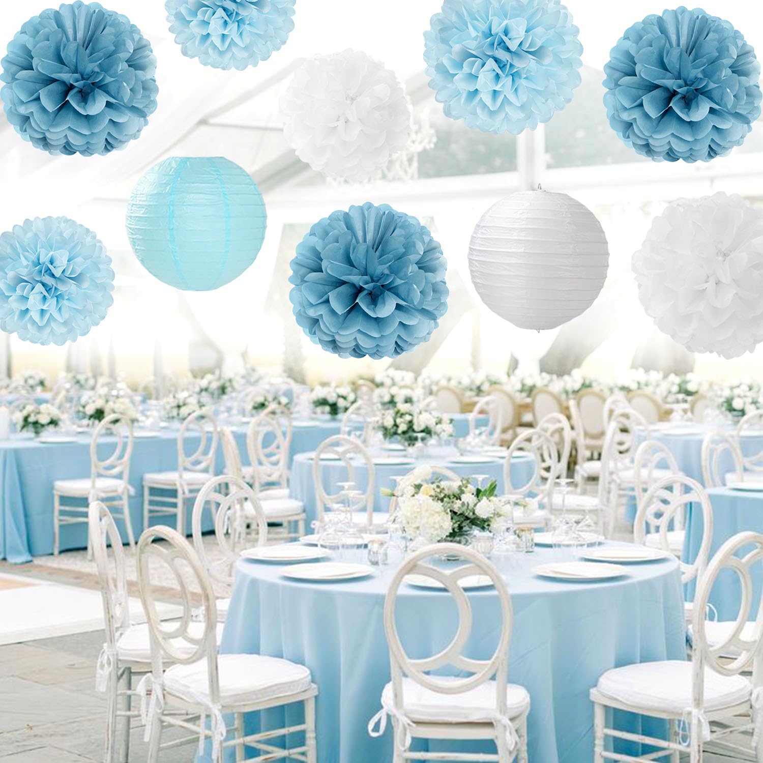 Lot de 6 lanternes en papier pour décoration de fête de mariage