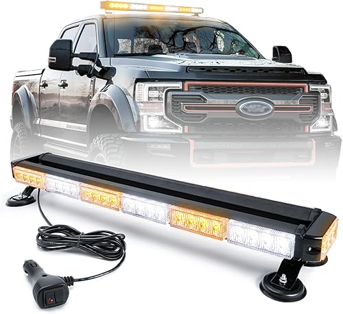 BooYu Luces estroboscópicas de emergencia de 28.5 pulgadas, 54 LED, doble cara, para asesor de tráfico, advertencia de peligro, barra de luz