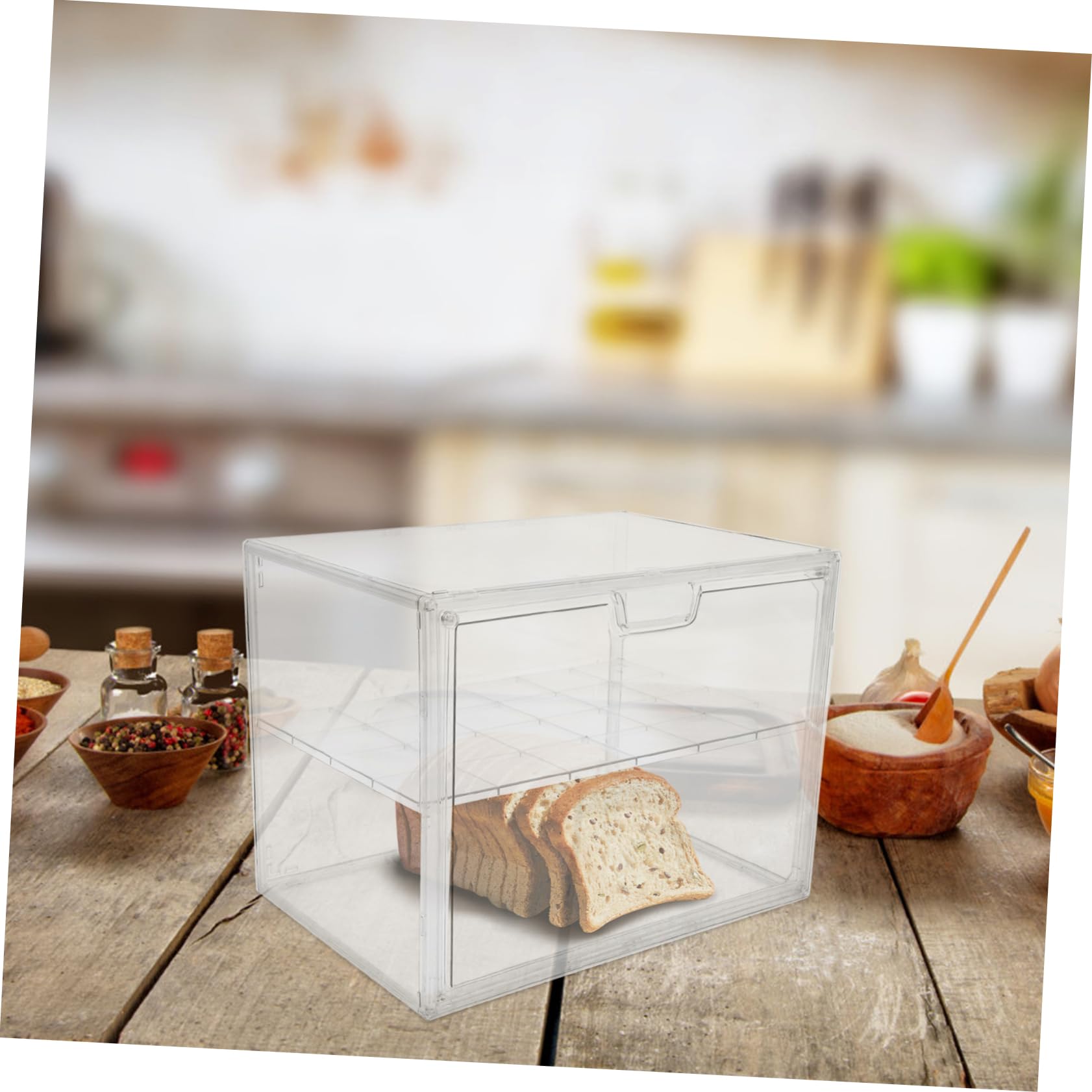 Cabilock Caja de Pan Transparente Contenedor Doble para Alimentos de Cocina Organizadores de Almacenamiento para Encimera Mesa o Mostrador