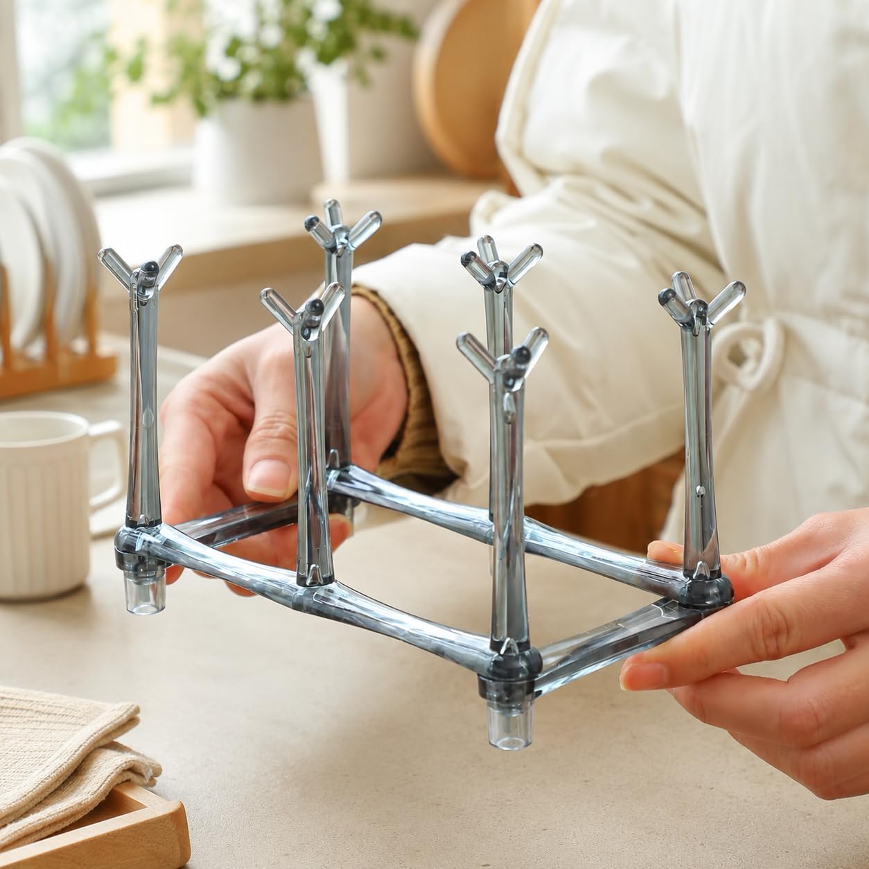 Plastic Bag Drying Rack, Reusable Bags and Freezer Bag Holder Stand