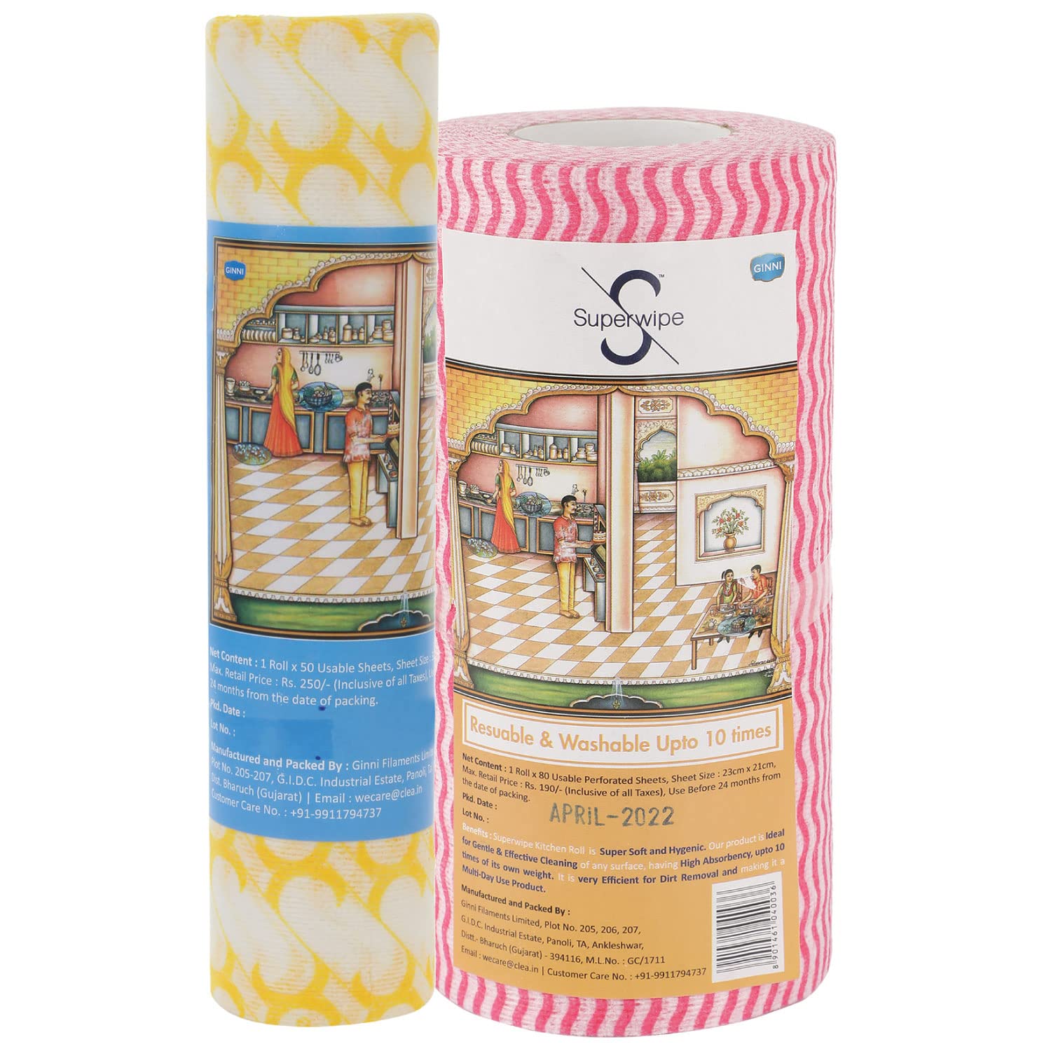 Superwipe Kitchen Swipe Rolls | Kitchen Tissue Reusable, Washable and Absorbent Kitchen Wipes, Multipurpose Kitchen Towel | Perfect for Cleaning and Wiping | 80 Pulls per Roll (Pack of 2) (B0BQHKJLWY) Amazon Price History, Amazon Price Tracker