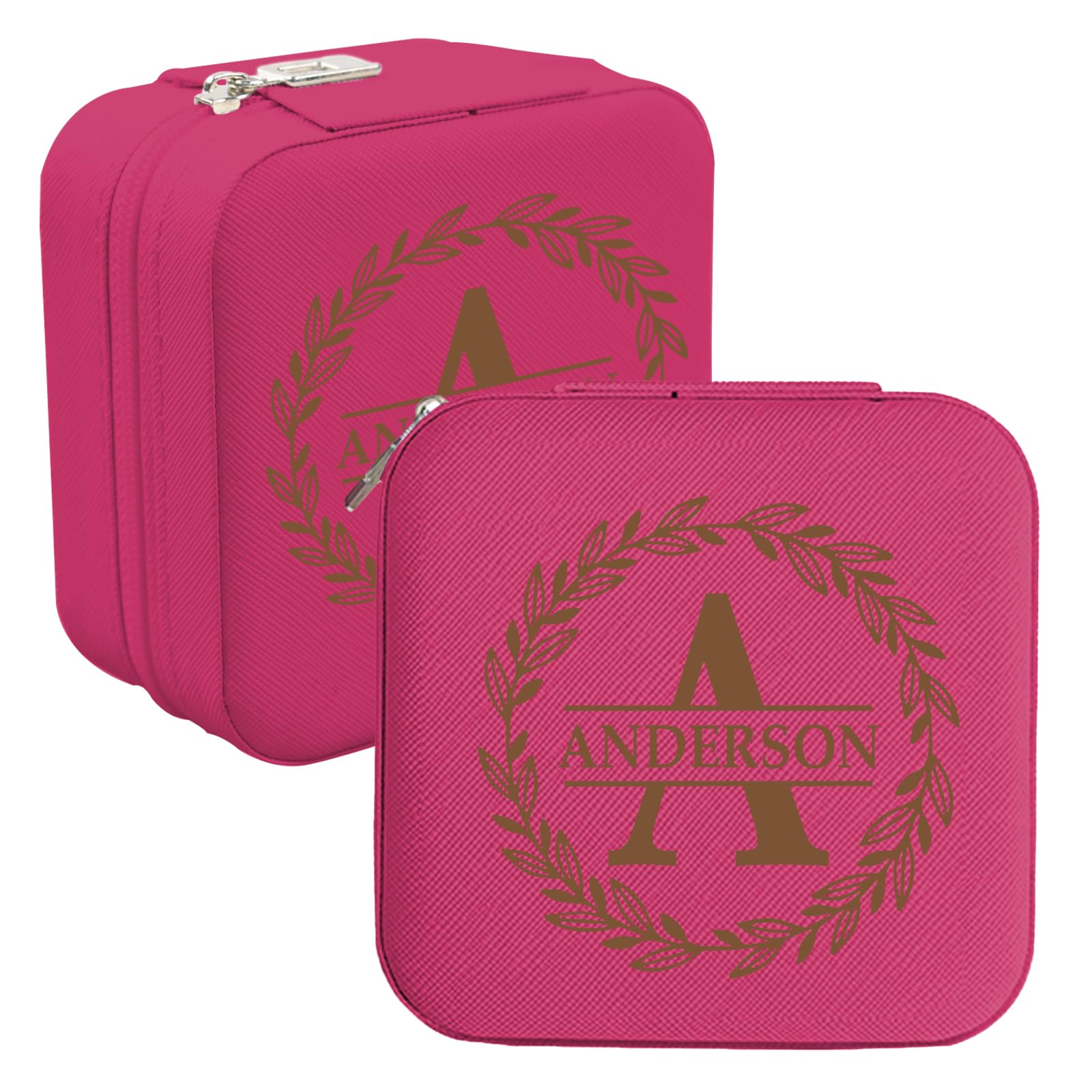 Personalised Engraved Travel Jewellery Box with Name and Initials for Women - Personalised Small Jewellery Case Organiser for Birthday, Wedding, Christmas, Bridesmaid, and Daughter Gifts.