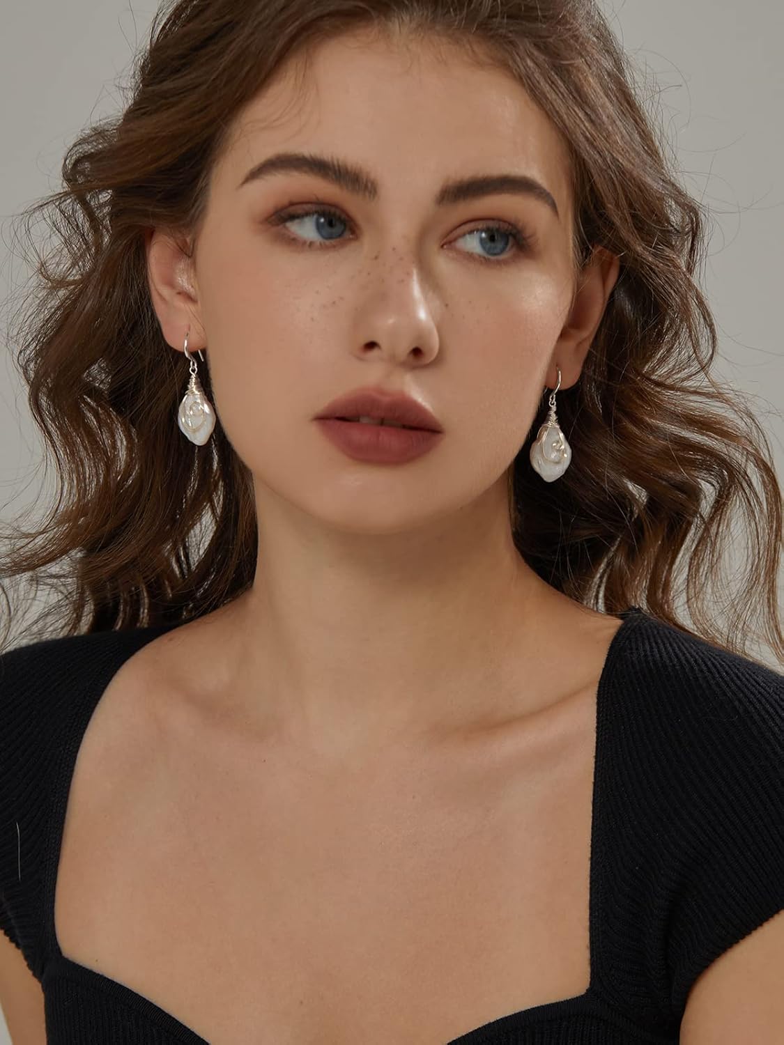 25-30mm Freshwater Baroque Keshi Pearl Dangle Drop Earrings For Women