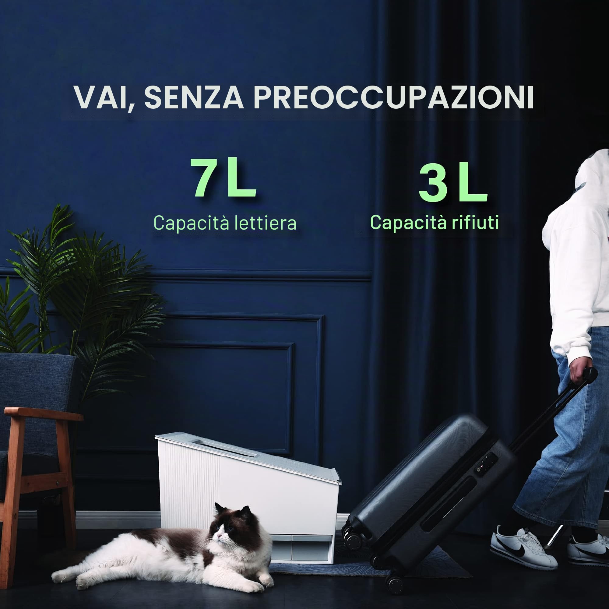 HONEY CARE Lettiera autopulente per gatti, lettiera automatica per più gatti, con APP e sistema vocale Alexa Smart Secure Control, bianco opaco