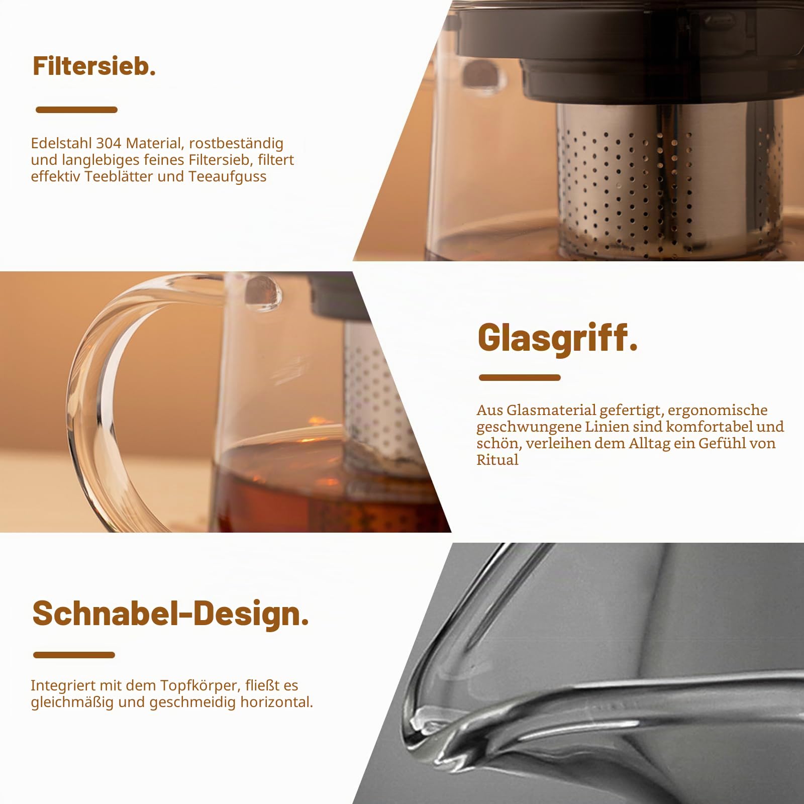 1.5L Glaskanne mit Sieb, Teekanne Glas Teekanne Mit Siebeinsatz, Hitzebeständige Glasteekanne, Glas Teapot, Ideal für Lose Blätter und Kräutertee und Saft, 21,5 x 15 x 13,5 cm