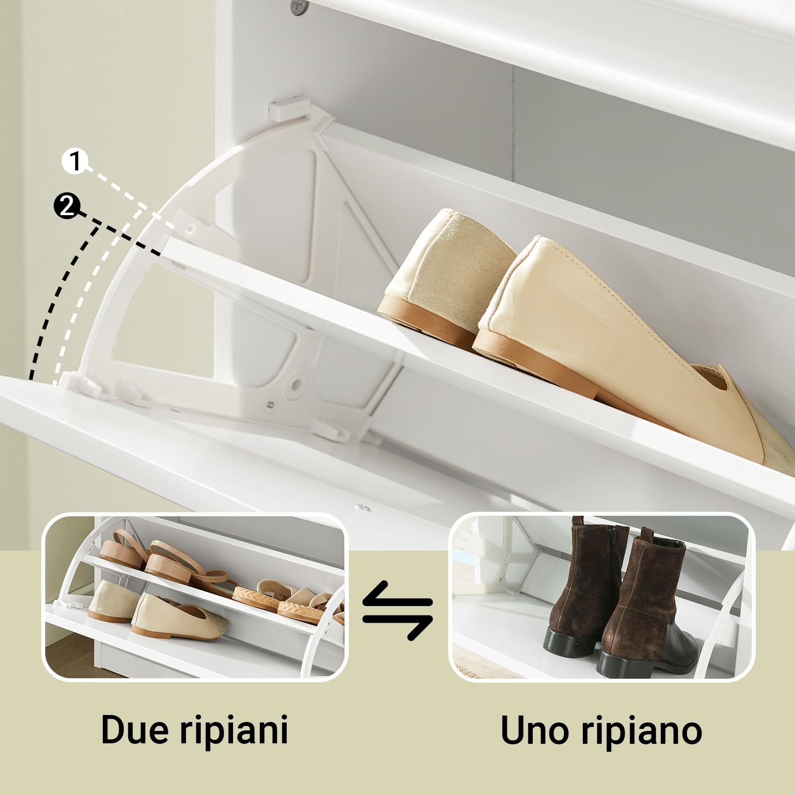 SoBuy Scarpiera Salvaspazio Slim Legno - Mobiletto da Ingresso 3 Ante a Ribalta, Armadio Portascarpe Scarpiera Moderna per Ingresso, Corridoio o Camera da Letto 53x24x117cm Bianca FSR94-W