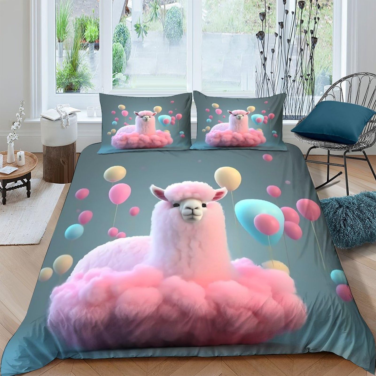 Ctjqhvkz Style-2 3D Printed Pink Alpaca Fitted Sheet Microfiber Soft Bed Cover For Bedroom Dorm Decor Cute Cloud Cartoon Mattress Protection Single（135X200cm）