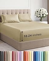 Vista 106 de Juego de sábanas de tamaño California king, transpirables, refrescantes, con esquinas extraprofundas de 18-24 pulgadas, de ajuste fácil