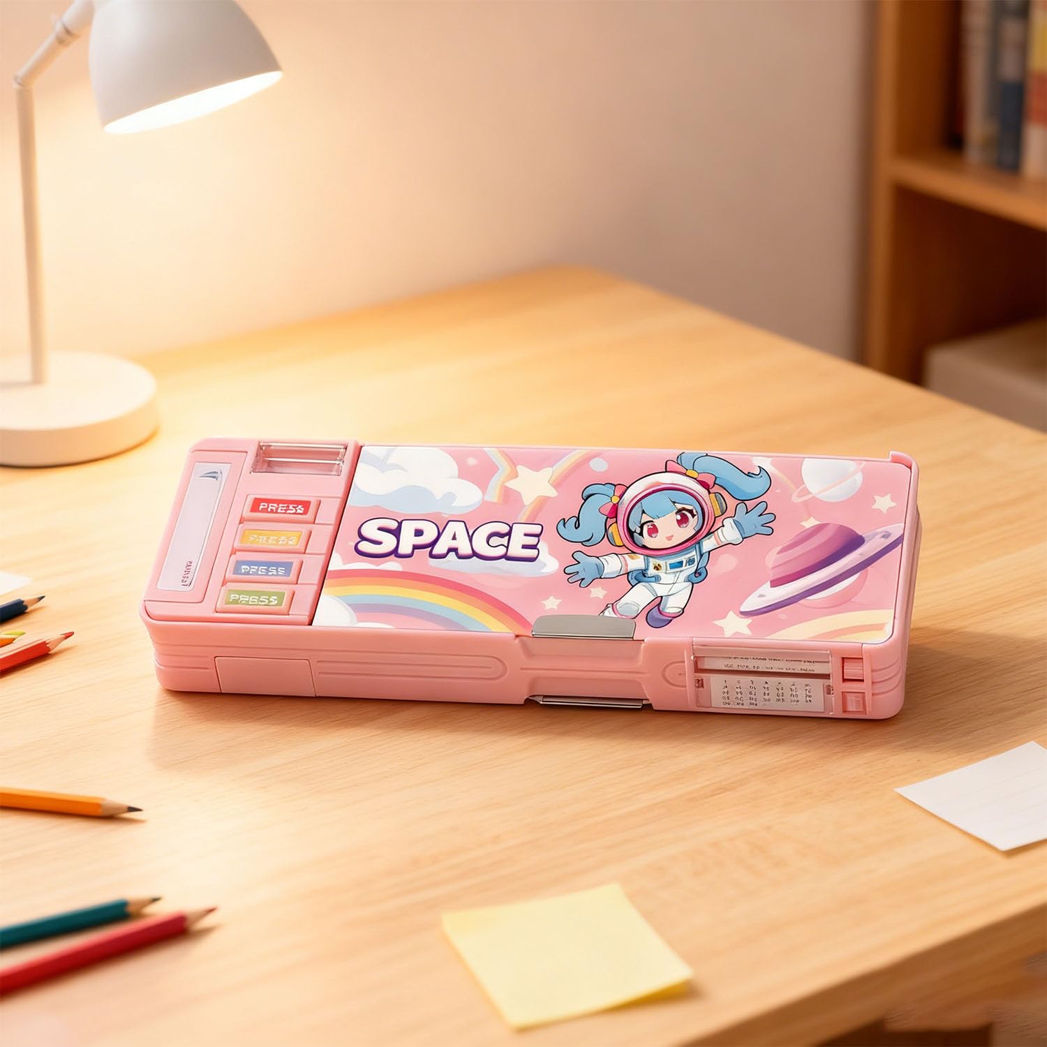 LilyBeauty Pop Up Multifunction Pencil Case for Girls and Boys, Cute Cartoon Pen Box Organizer Stationery, Sharpener, Schedule, Whiteboard, School Supplies, Best Gifts for Kids (): Pink New