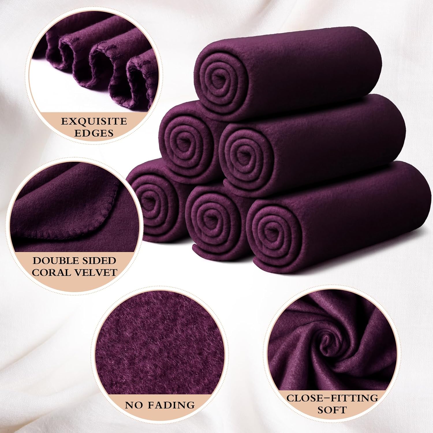 Buryeah 10 Pcs Fleece Blanket Bulk Soft Warm Fleece Blankets Cozy Lightweight Throw Blankets Plush Pet Throw Blanket for Home Bed Sofa Office Wedding Gifts Travel(50" X 60",Purple) - Image 3
