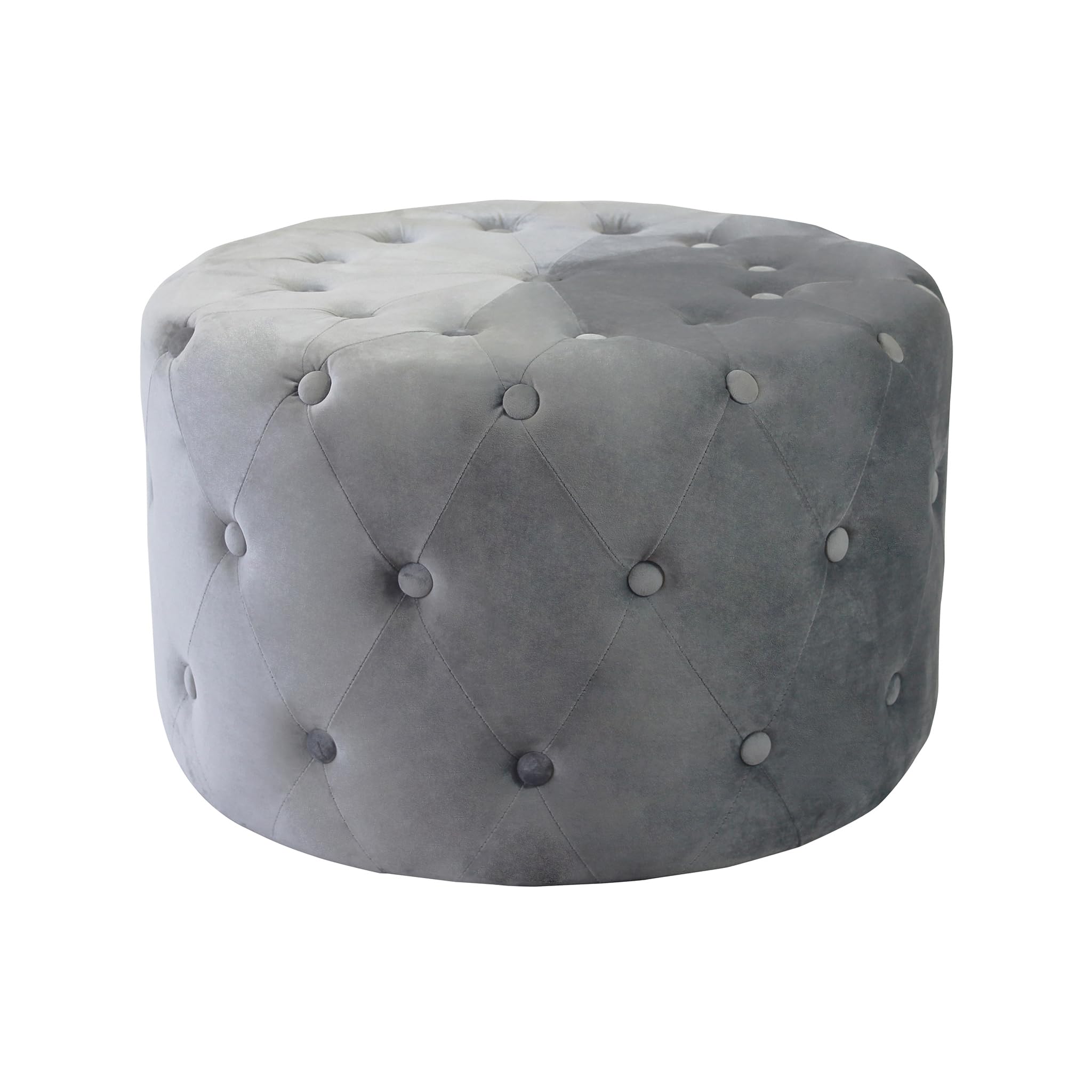 Pouf contenitore rotondo in velluto - PASCAL Grigio Scuro