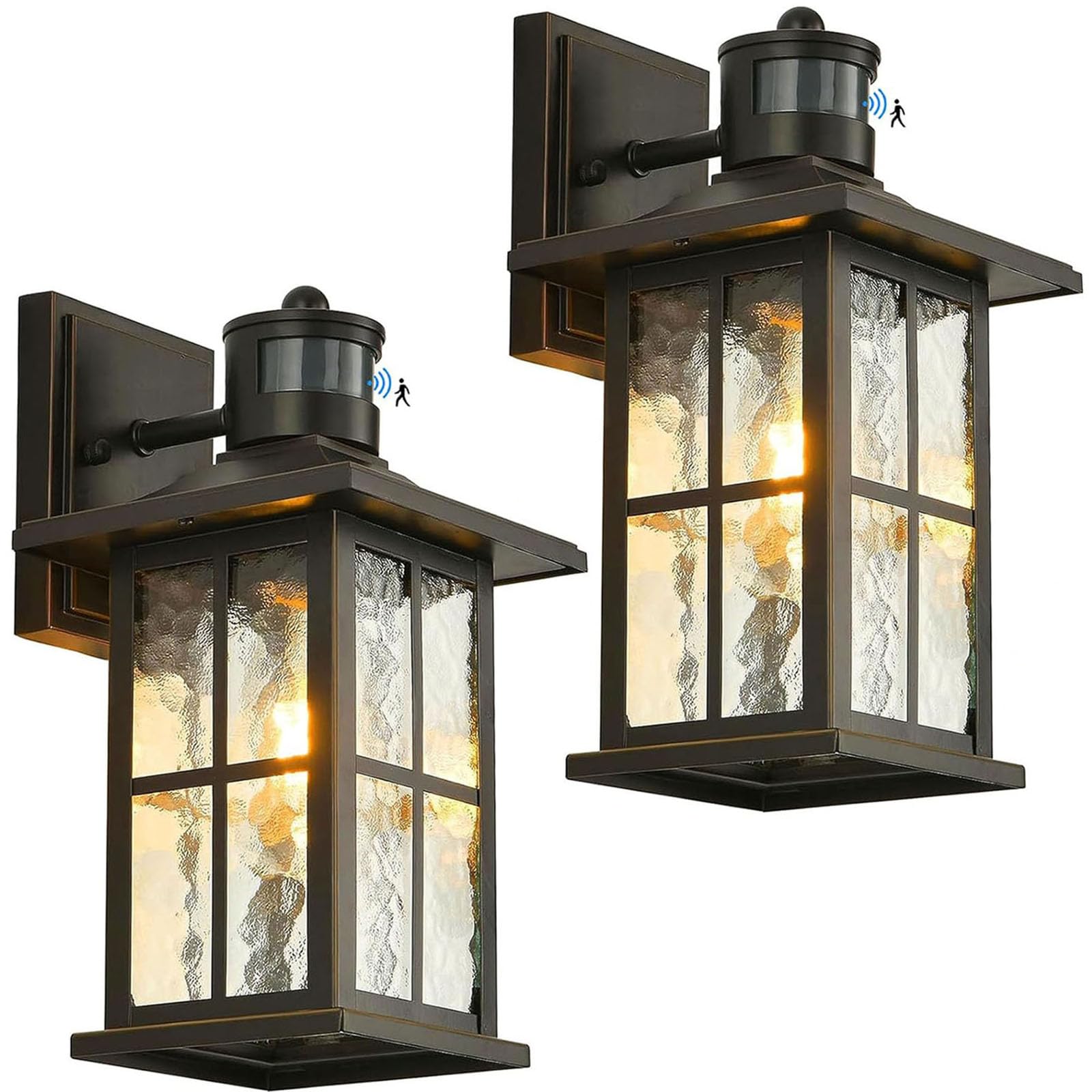 Photo 1 of 1 Pack Motion Sensor Outdoor Porch Lights Dusk Dawn Exterior Wall Lantern