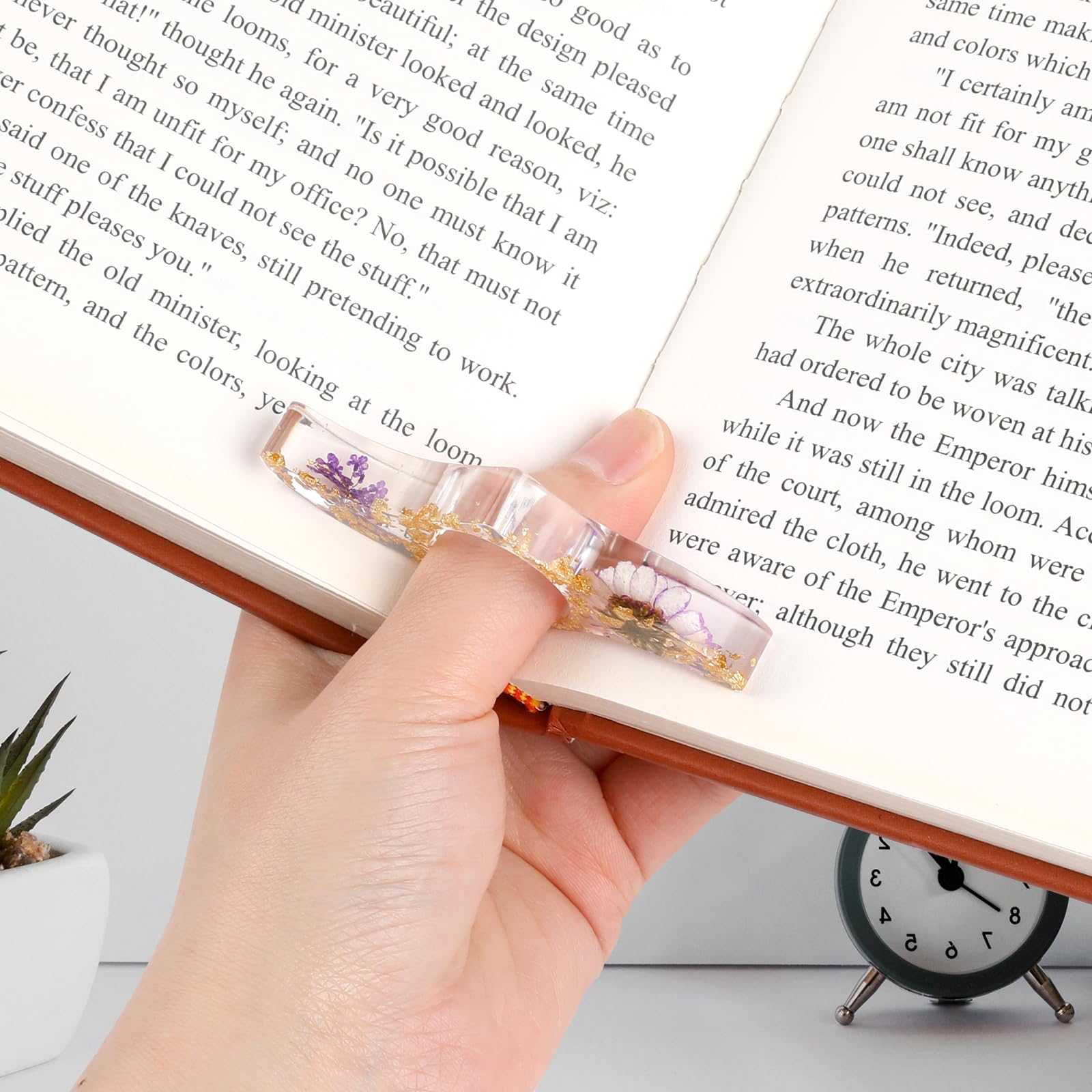 Marque-pages En Résine Avec Fleurs Séchées - Lot De 4 - Avec Pompons - Fait Main - Cadeau Pour Lecteurs - 5