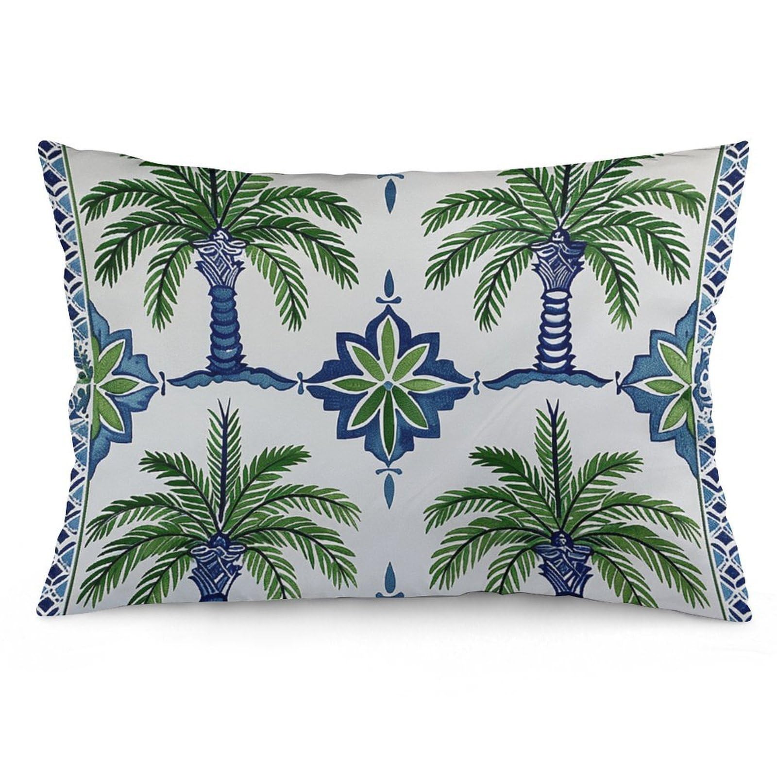 2 Pack Pillow Cases for Hair and Skin, Soft Breathable Pillow Case Covers with Hidden Zipper, Palm Tree Pattern Pillowcase 20"x30" Pillow Covers for Sleeping Gift