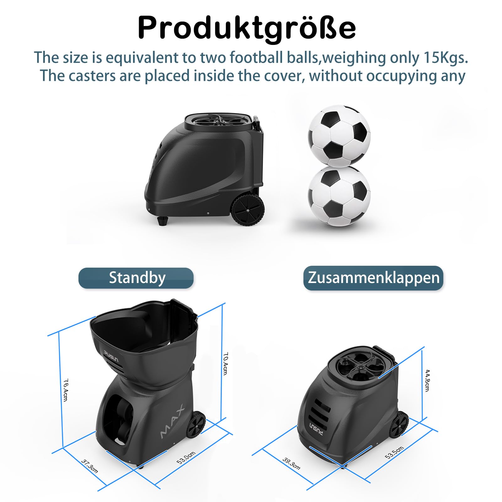 PUSUN PT-MAX C Tennisballmaschine - Profi Ballwerfer mit APP-Steuerung (App für Apple Watch), 28 Landepunkte & 26 Modi, Smart Trainer für alle Spielniveaus mit variablem System (5-7 Std.)