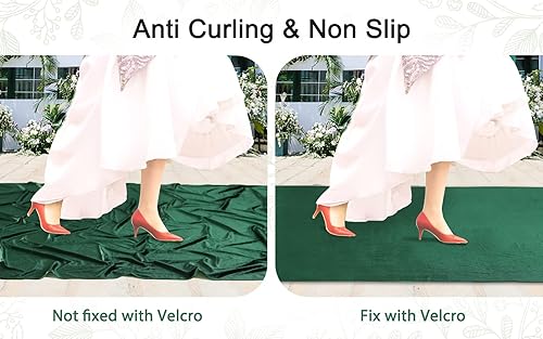 Miniatura 4 de Alfombra verde para fiesta, 2.5 x 15 pies, terciopelo verde, para ceremonia de boda al aire libre