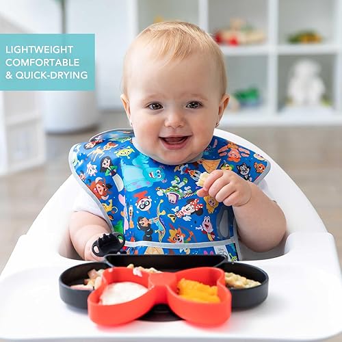 Miniatura 3 de Bumkins Baberos de Disney para niña o niño, SuperBib para bebés y niños pequeños de 6 a 24 meses, imprescindibles para comer, alimentar, destete LED