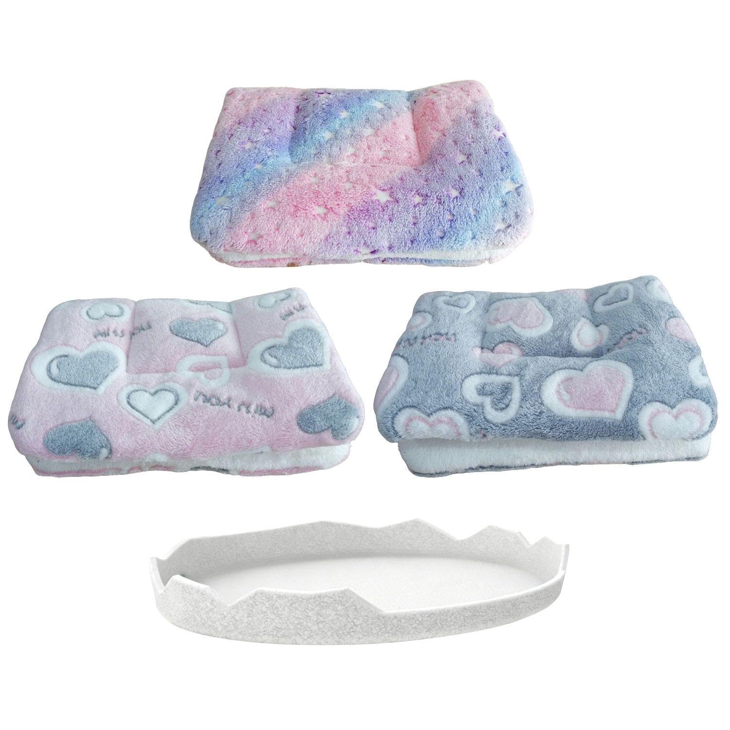 NIDHFG 3 Pieces Of Pet Plush Blanket Mats And 1 Piece Of Feeding Tray, Thickened In Autumn And Winter To Keep Warm, Washable And Easy To Clean, Pet Daily Necessities.