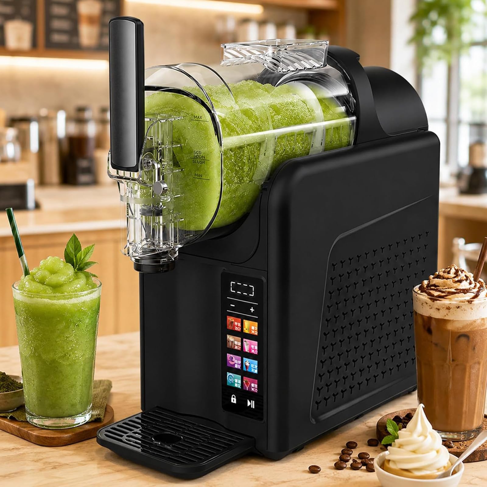 Hajmyrdonyx Multicolor Countertop Slushy Machine, 7-In-1 Smoothie Maker With 7 Presets And Led Display, One-Touch Self-Cleaning, Ice Cream & Smoothie Machine For Margaritas, Frappés, Cocktails & More Single-Cylinder