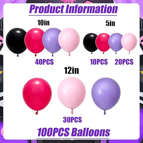 Miniatura 2 de Suministros de fiesta de cumpleaños kawaii, decoraciones de fiesta Kawaii incluyen kit de arco de guirnalda de globos, globos de látex, globos de