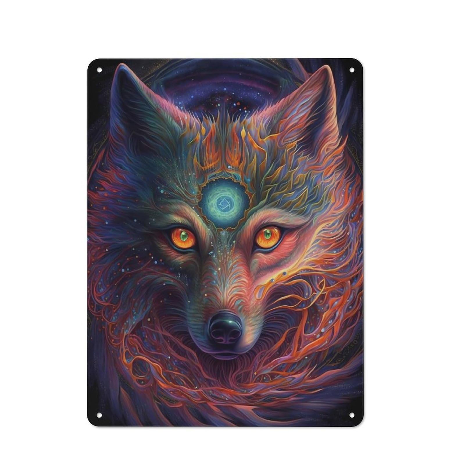 Junmoney Wolf Wonder Decorative Tin Sign With Design 40X30cm, Classic Retro Room Decor For Kitchen, Hallway, Bar Or Small Cafe
