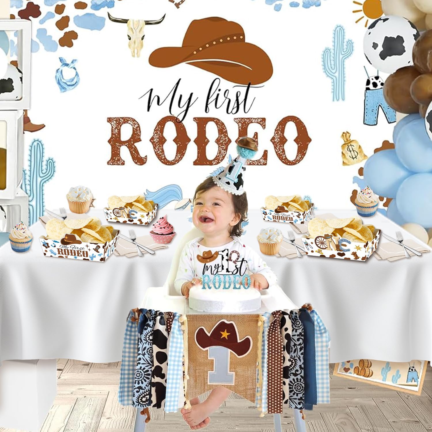 24 Pcs Western Theme Food Trays Cowboy 1st Birthday Party Decorations My First Rodeo Birthday Party Food Boats - Image 2