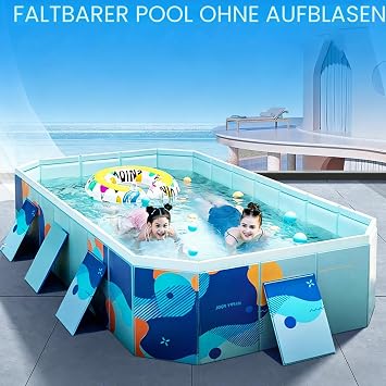 Foldable Pool for Adults Hard Plastic Non-Inflatable Portable Outdoor Pool for Backyard and Garden Ideal for Family Water Activities 2.6m