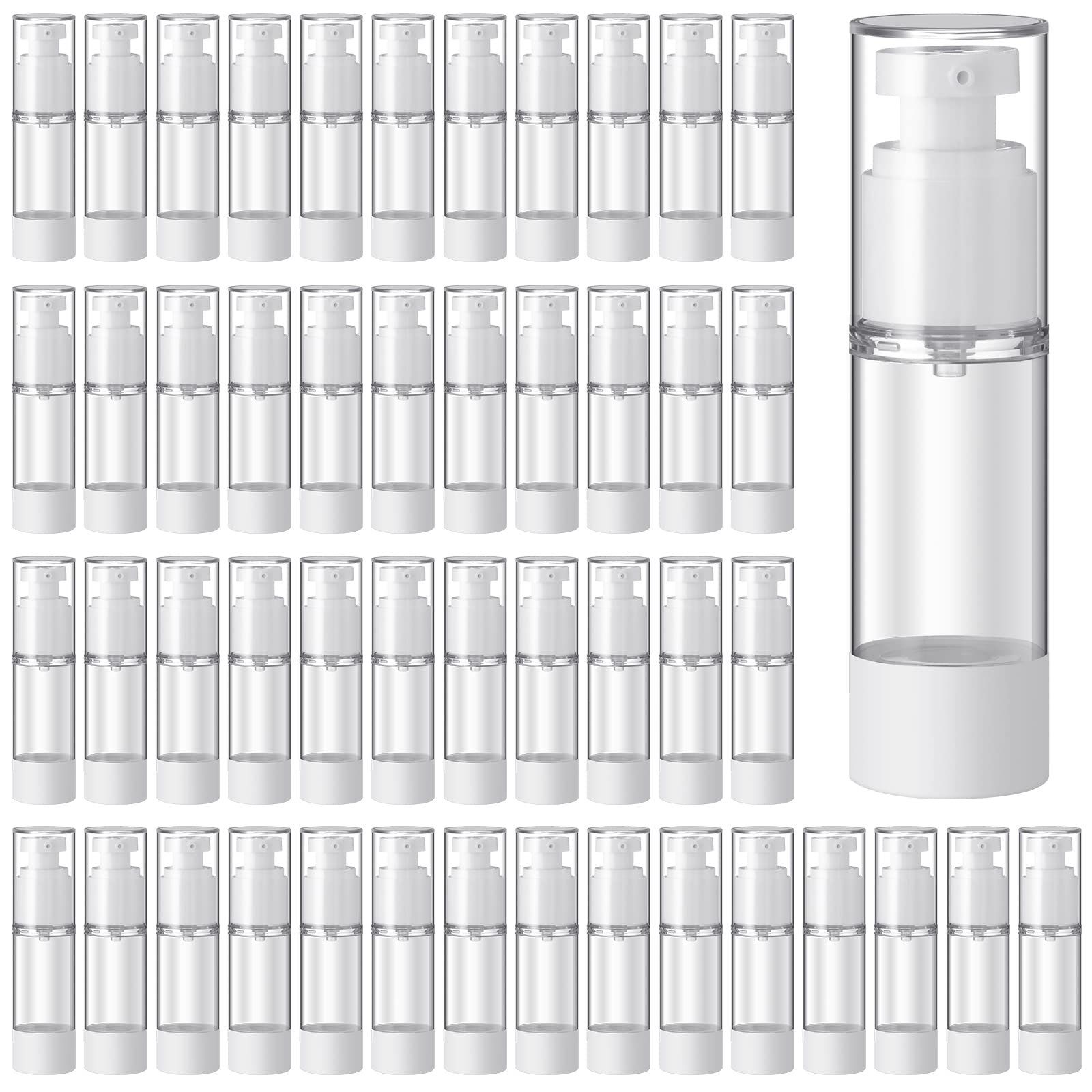 Sabary 60 Pcs Clear Airless Pump Bottles Refillable Cosmetic Travel Size Dispenser Vacuum Plastic Travel Bottles Empty Lotion Pump Dispenser Liquid