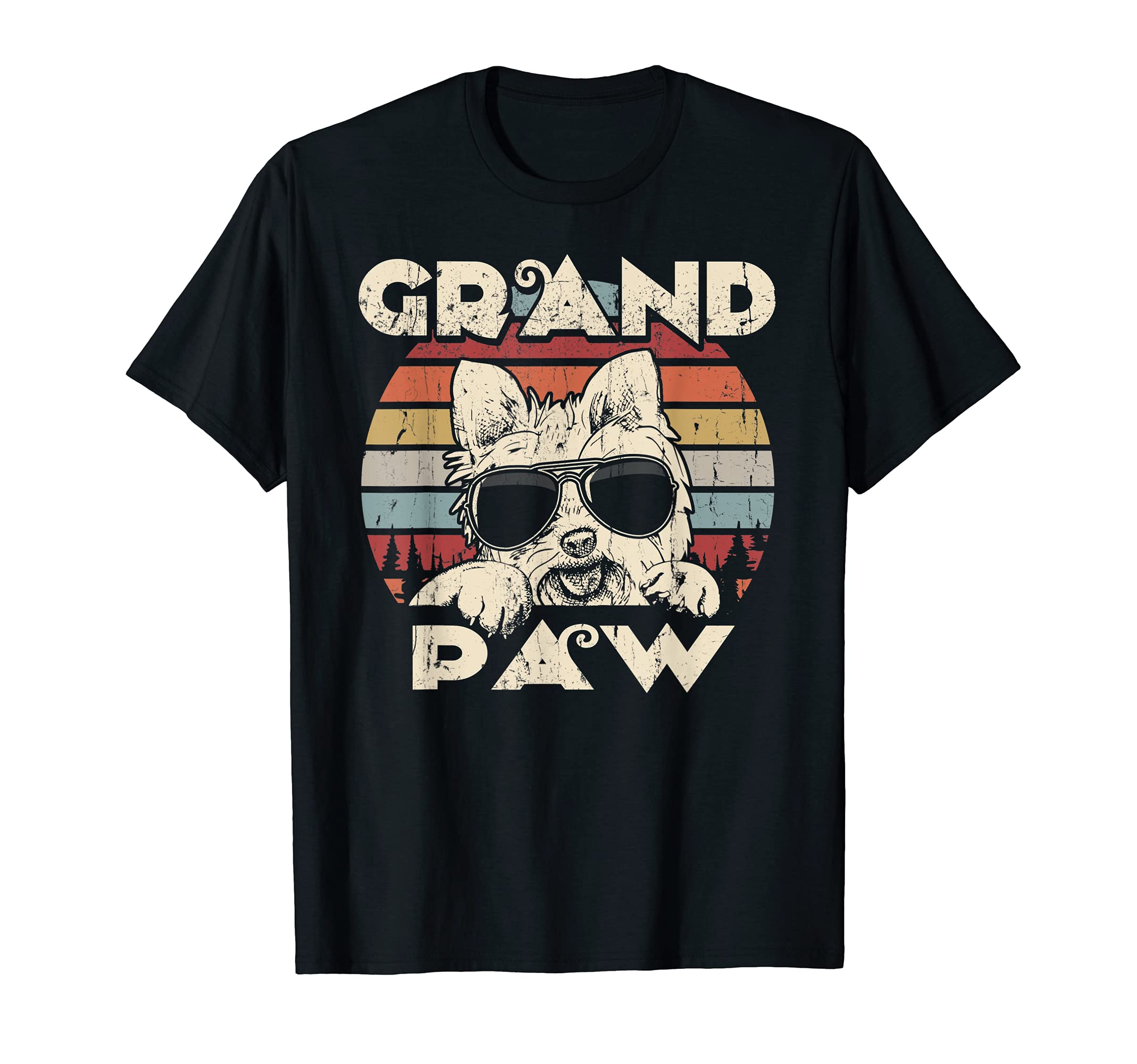 Grand Paw Yorkie dog lovers vintage retro T-Shirt, Black