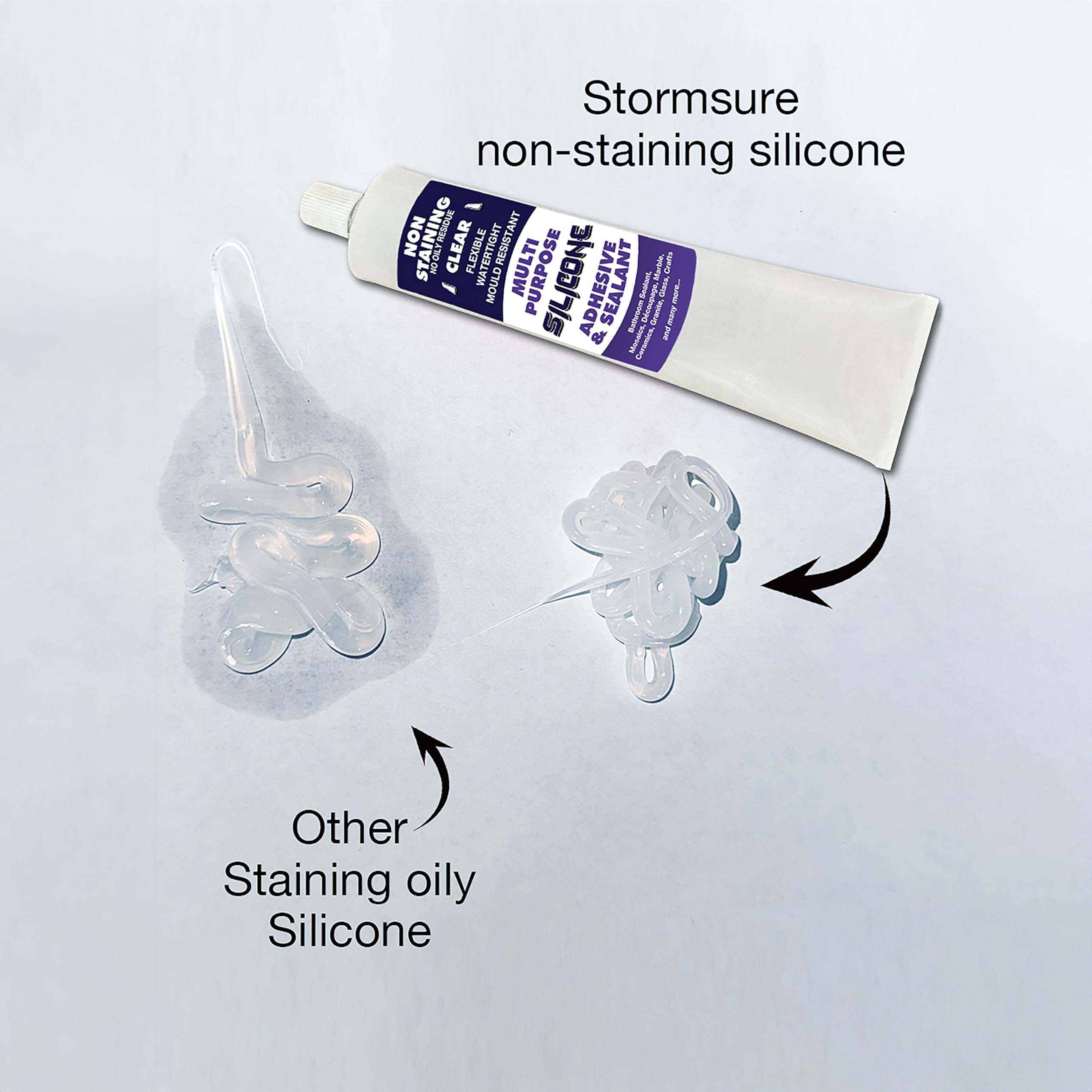 Non-Staining Silicone Glue for Decoupage, Arts & Crafts, DIY - Transparent - Suitable for Paper, Wood, Plastic, Glass, Metal, and Stone