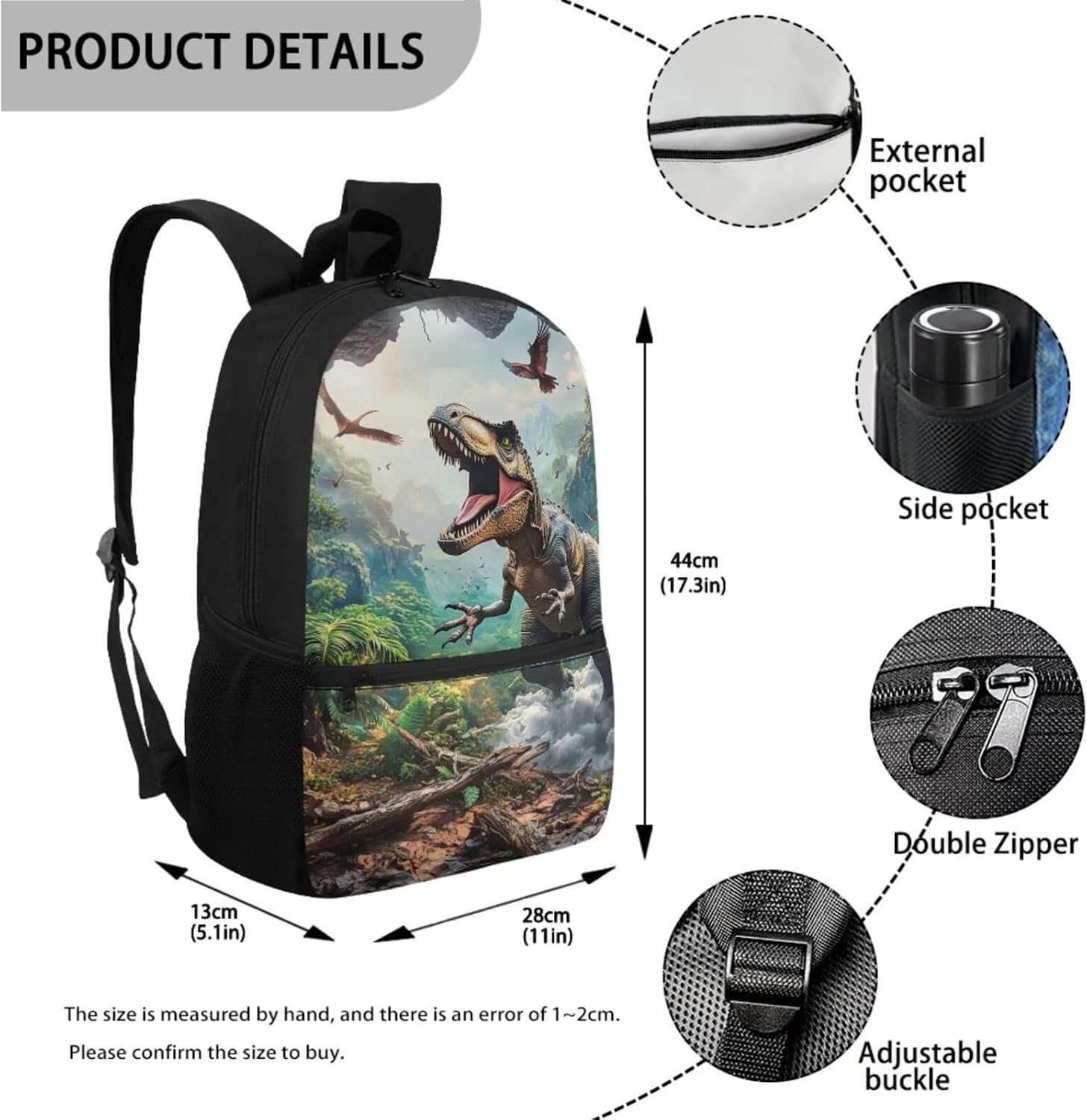 Dolyues Dinosaur Boys Backpacks Ages 4-6 with Lunch Box Cool Backpack for Boys Waterproof Boys Bookbag with Pencil Case and Water Bottle 4pcs for College Middle School Boys Travel