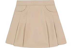 Premium Girls' Uniform Pleated Pull-On Skirt with Comfort-Knit Waistband and Functional Pockets