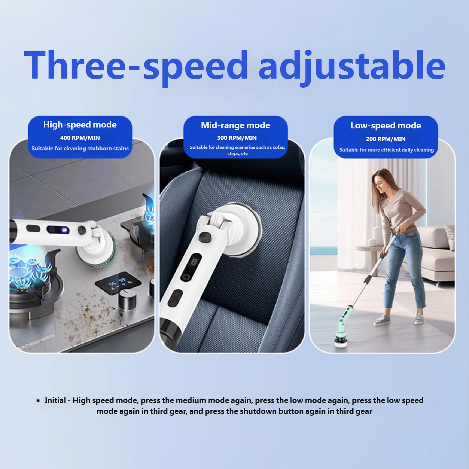 Brosse de Nettoyage électrique sans Fil, avec poignée réglable et 9 têtes de Brosse pour diverses Surfaces, Nettoyeur de