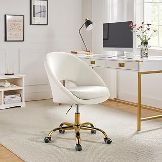 Silla de Oficina giratoria Silla de Ordenador ergonómica de Terciopelo con Altura Ajustable y cojín para la Oficina en casa,Blanco